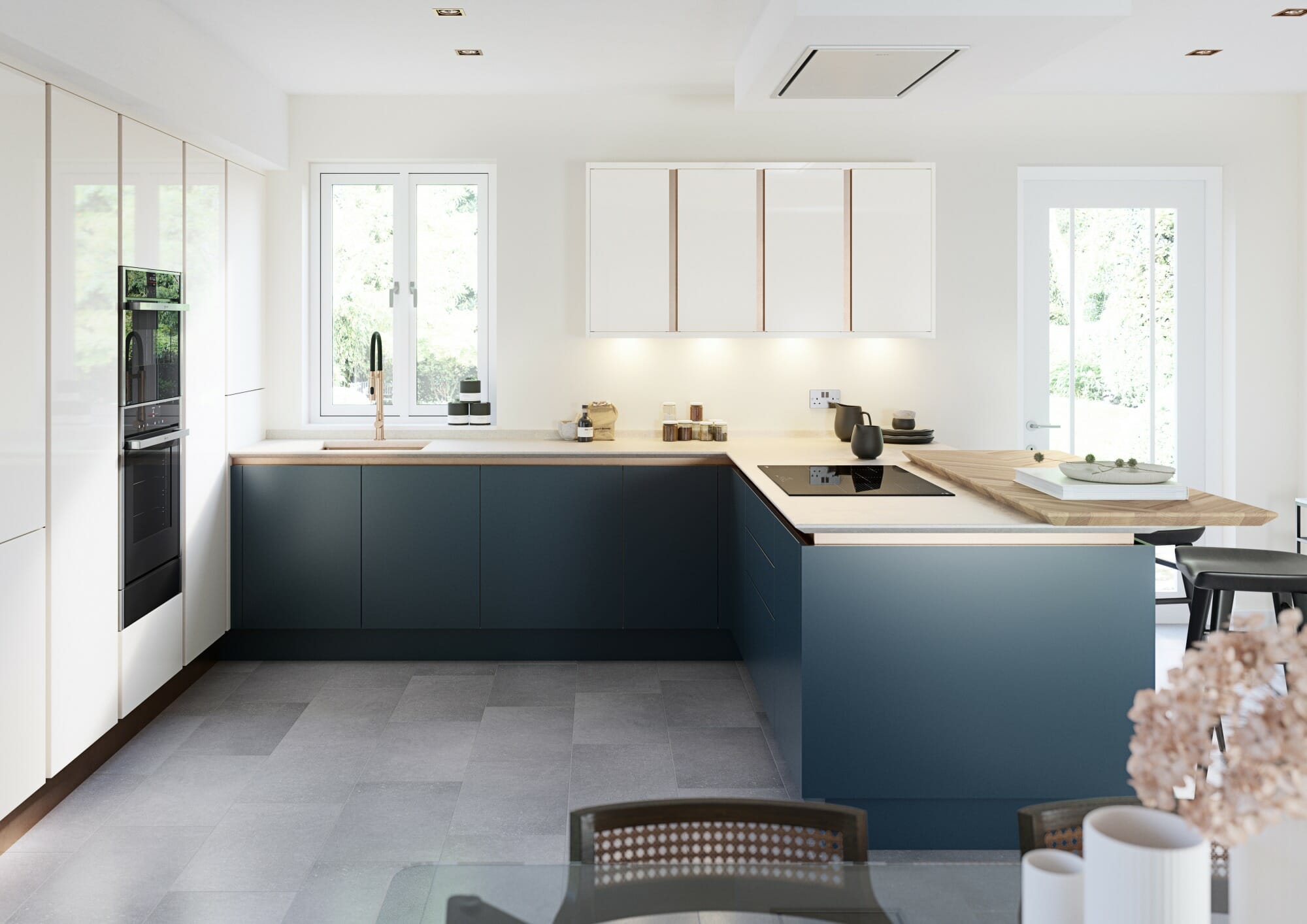Porter Handleless Hartforth blue & Gloss Porcelain