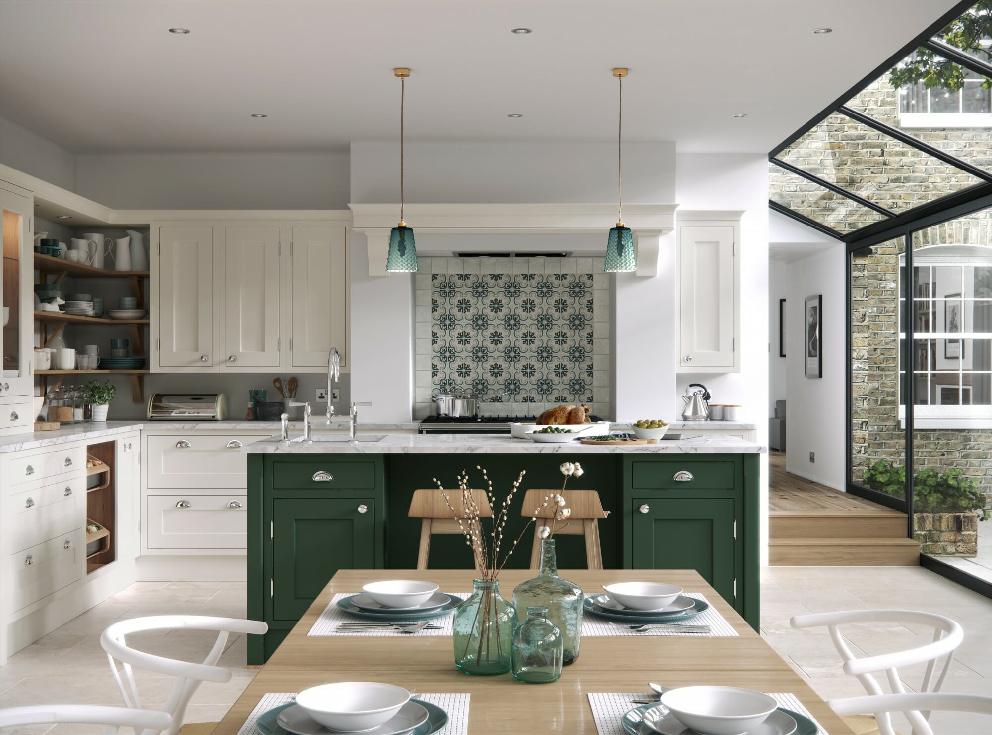 Baystone Calico & Forest Green