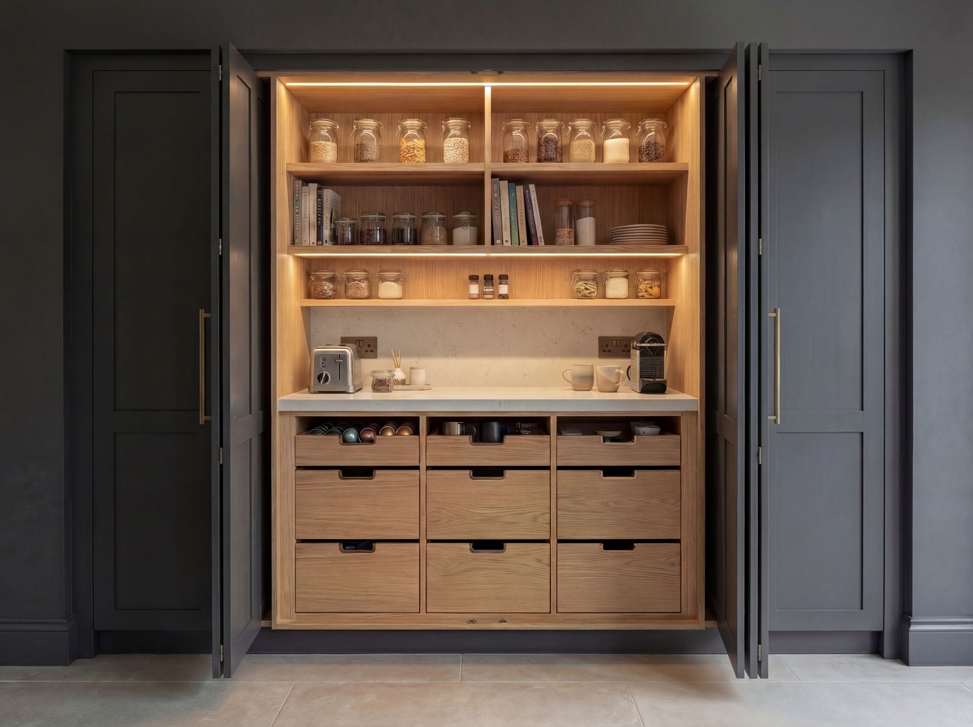 Mastercraft bi-fold pocket door larder