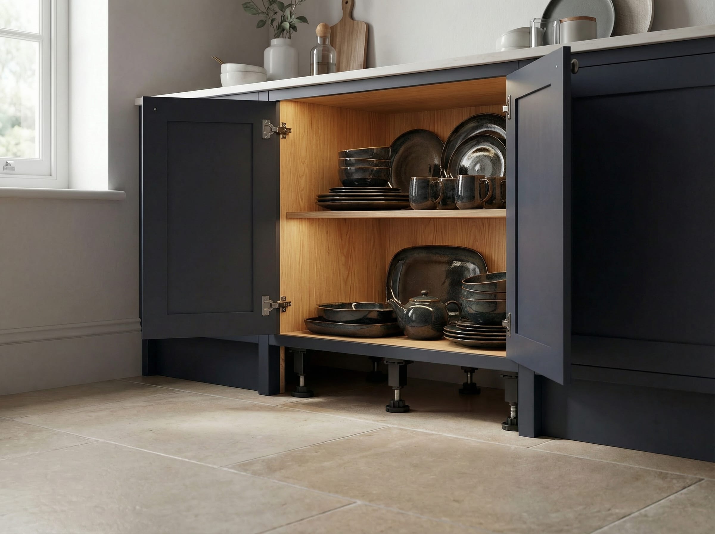 legs under the units2 Adjustable legs behind mastercrafts plinth