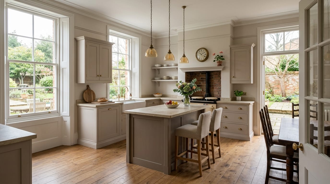 hero2_1200x675-22 Mastercraft bespoke kitchen in Weybridge — wide architectural view showing room volume and design quality