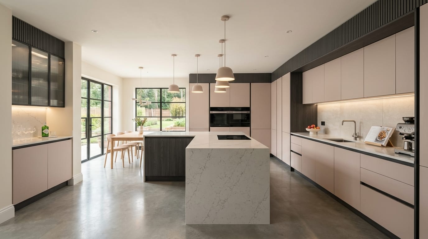 hero2_1200x675-337 Mastercraft bespoke kitchen in Ashby-de-la-zouch, wide architectural view showing room volume and design quality