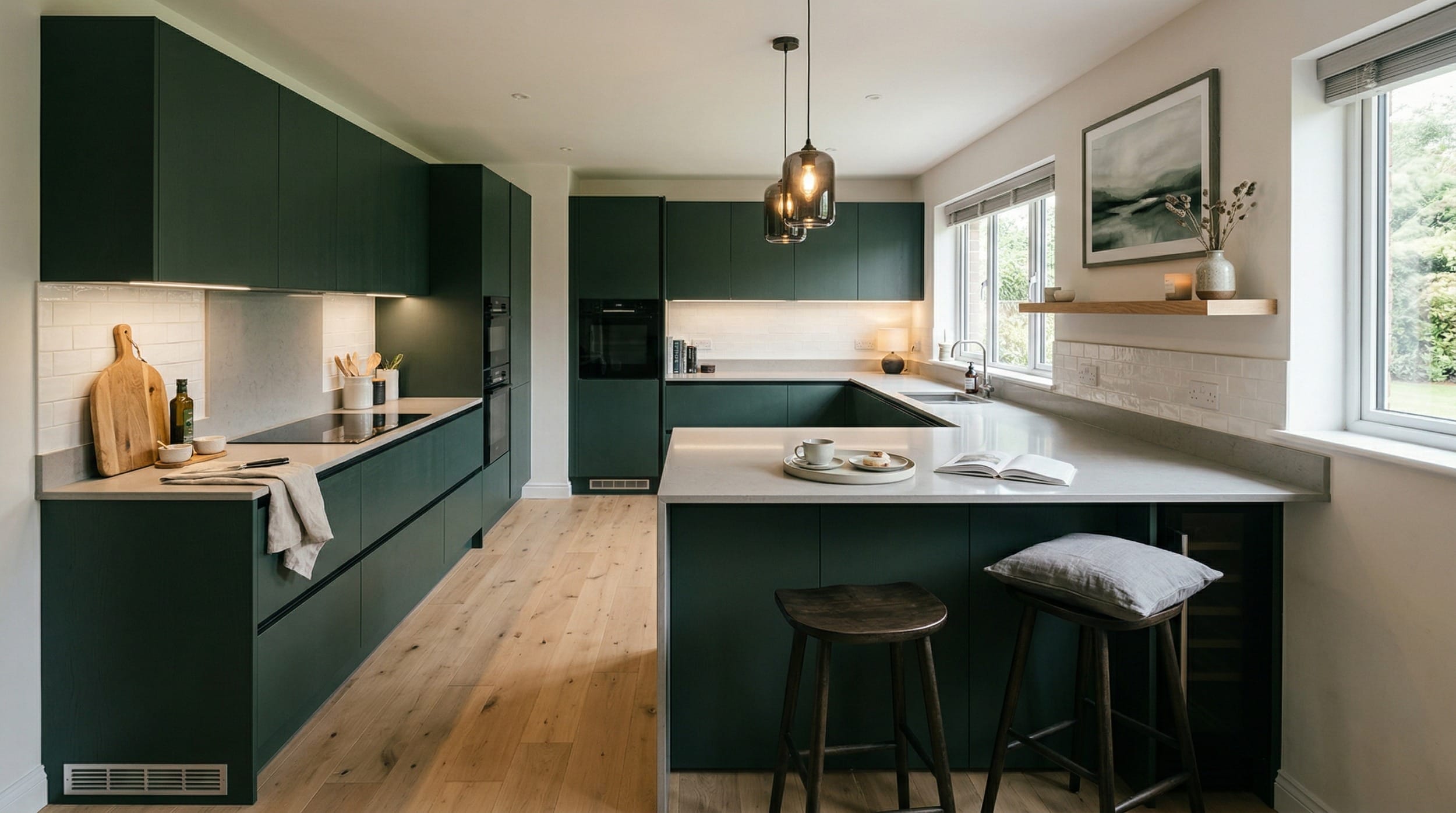 hero2_1200x675-399 Mastercraft bespoke kitchen in Accrington, wide architectural view showing room volume and design quality