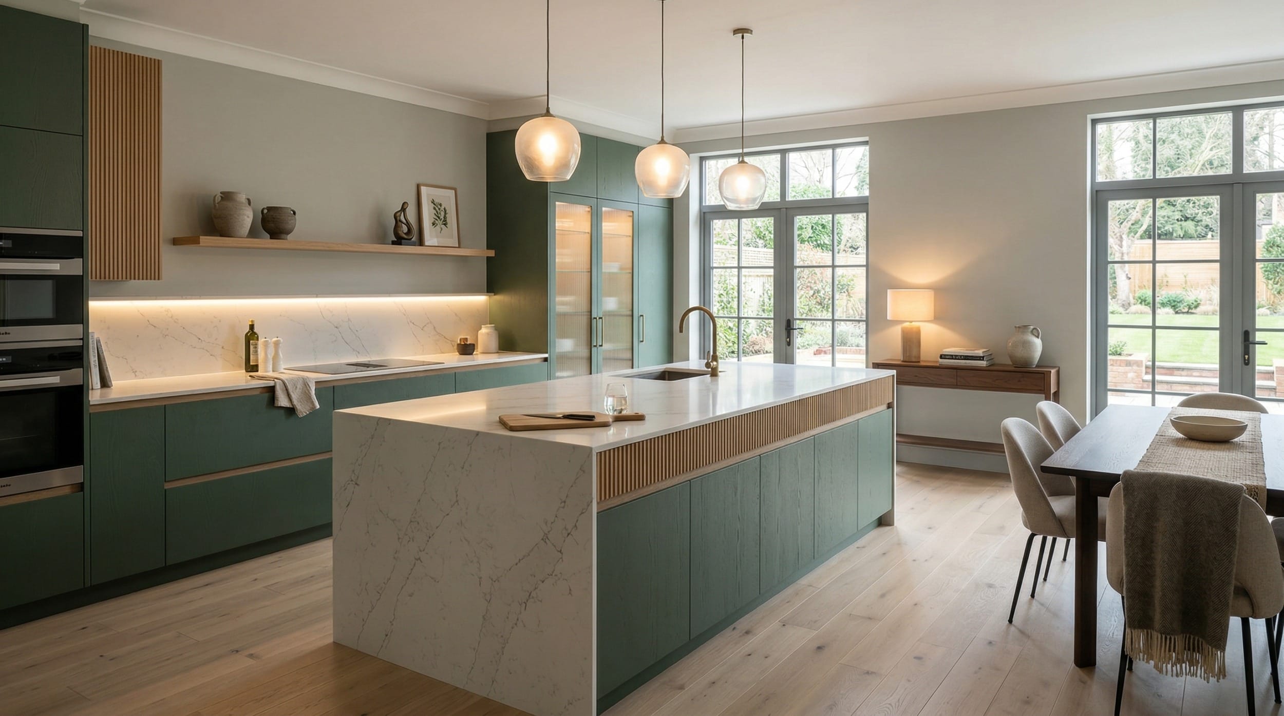 hero2_1200x675-400 Mastercraft bespoke kitchen in Knutsford, wide architectural view showing room volume and design quality