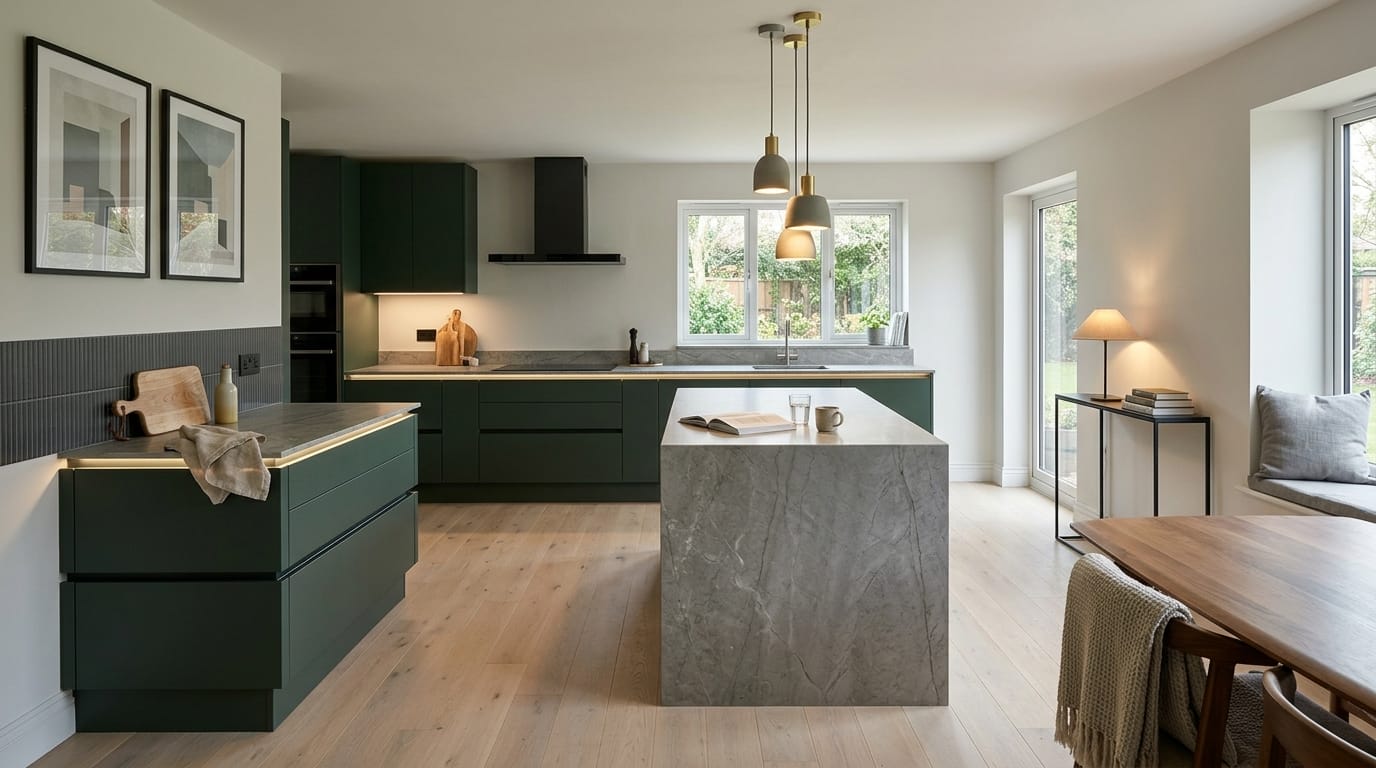 hero2_1200x675-407 Mastercraft bespoke kitchen in Aylesbury, wide architectural view showing room volume and design quality