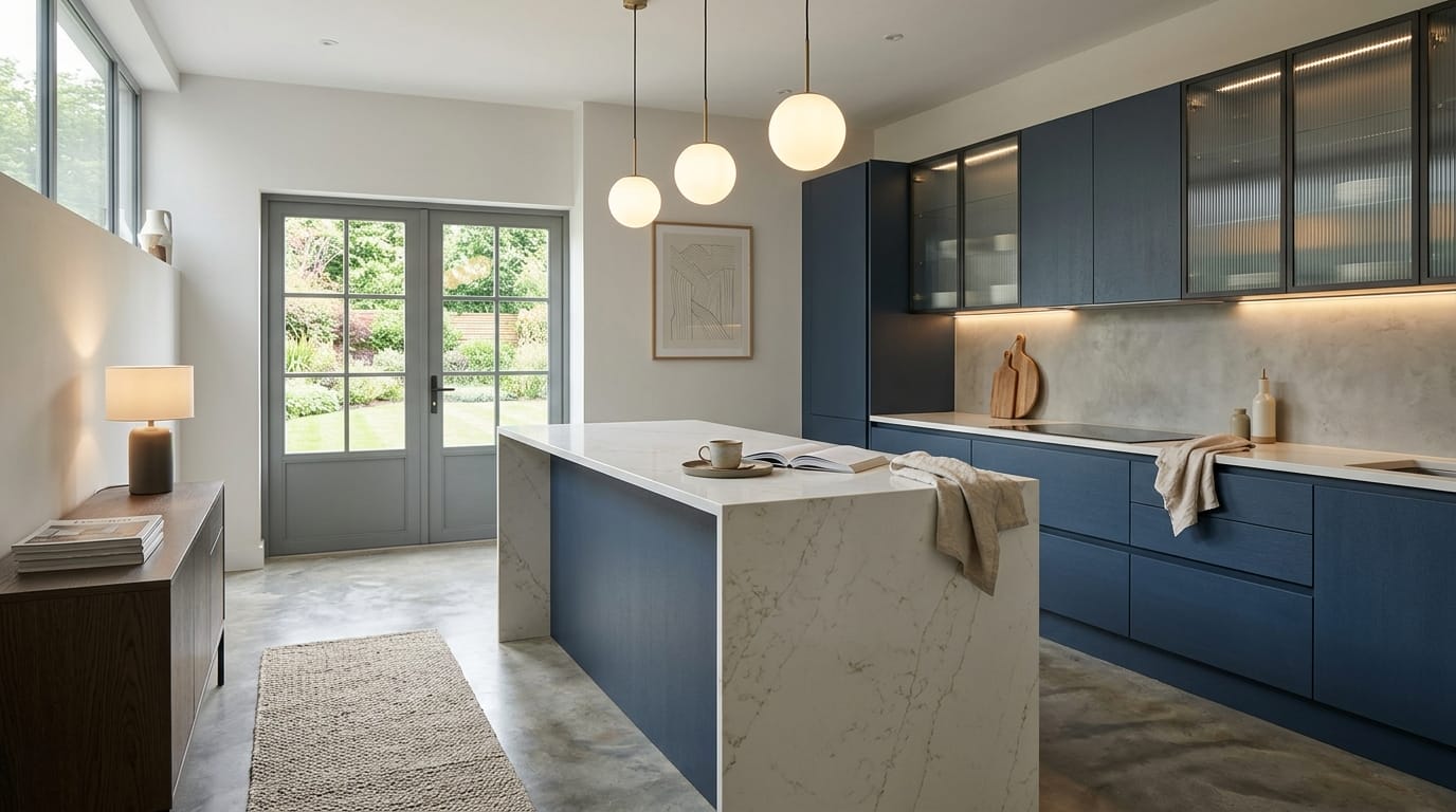 hero2_1200x675-428 Mastercraft bespoke kitchen in Milton Keynes, wide architectural view showing room volume and design quality