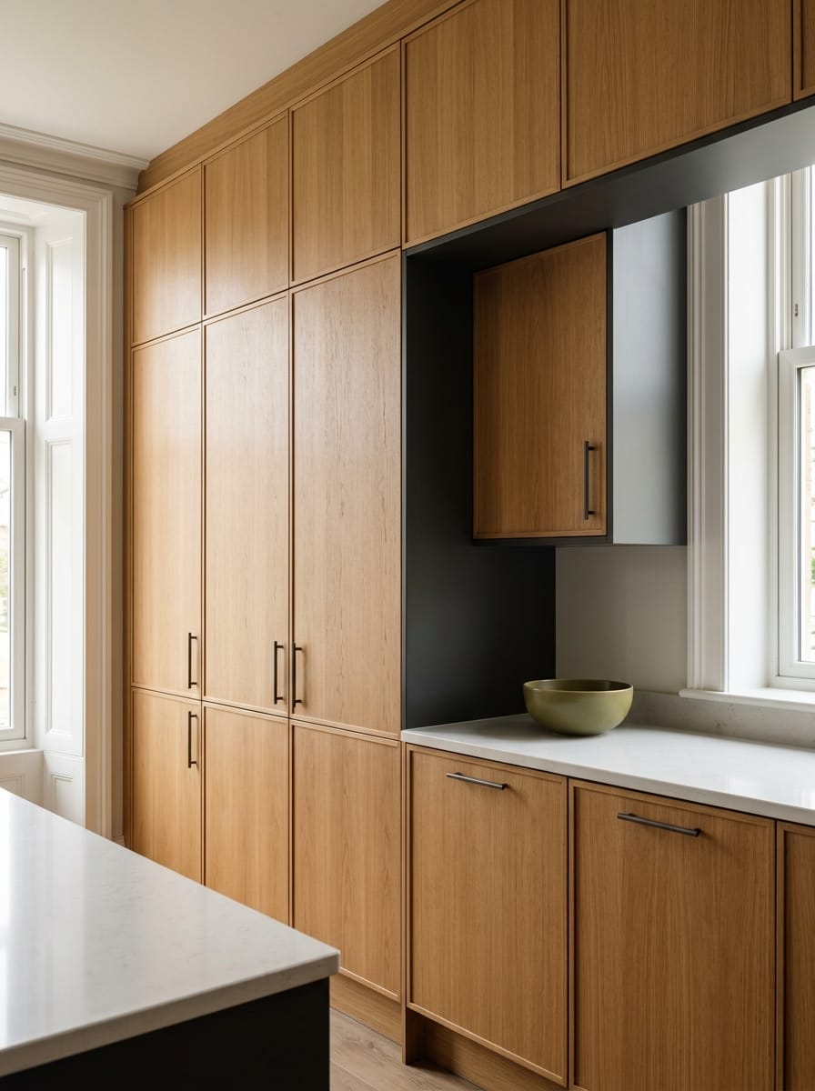portrait1_600x800-159 light wood cupboards with black handles and white worktops