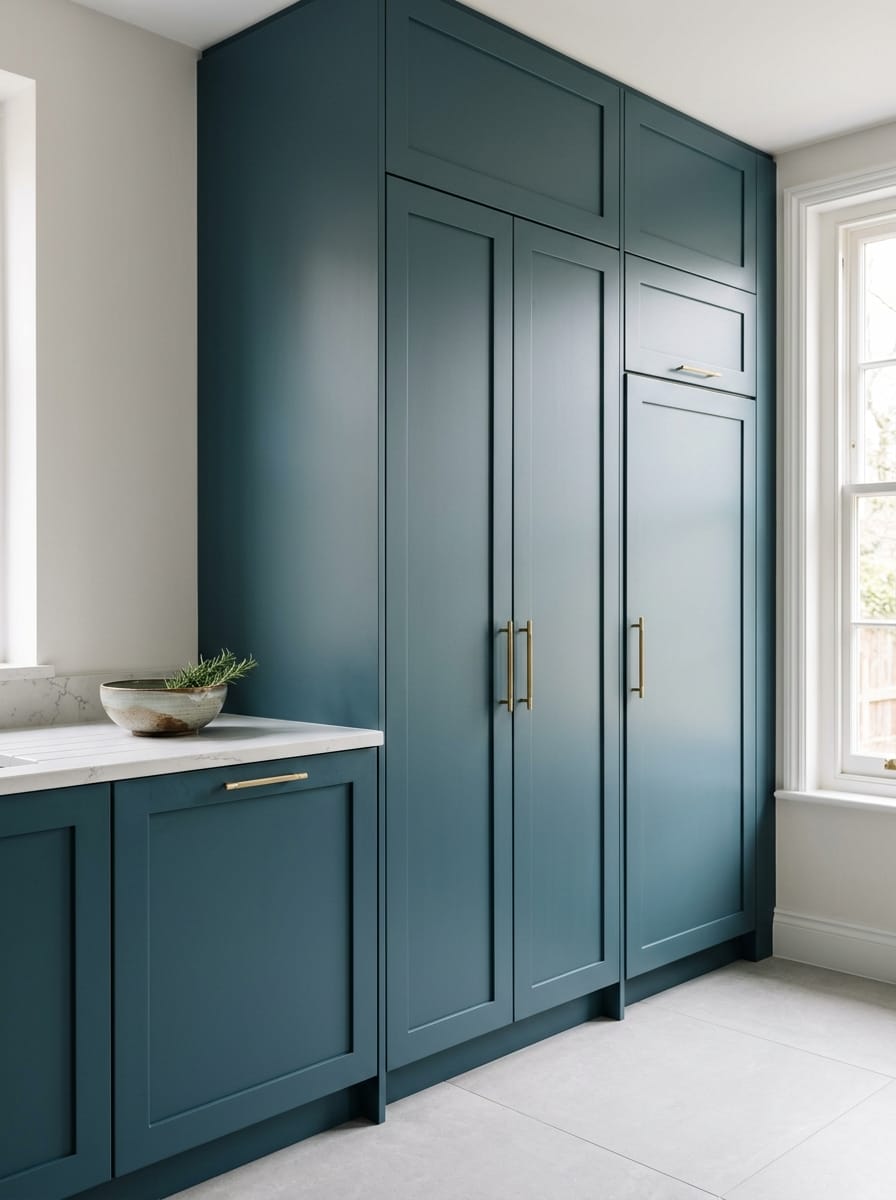 portrait1_600x800-171 Tall view of full-height bespoke kitchen cabinetry, modern shaker cabinetry