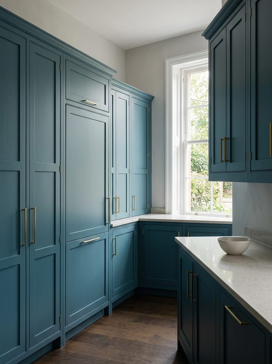 portrait1_600x800-208 Tall view of full-height bespoke kitchen cabinetry, modern shaker cabinetry