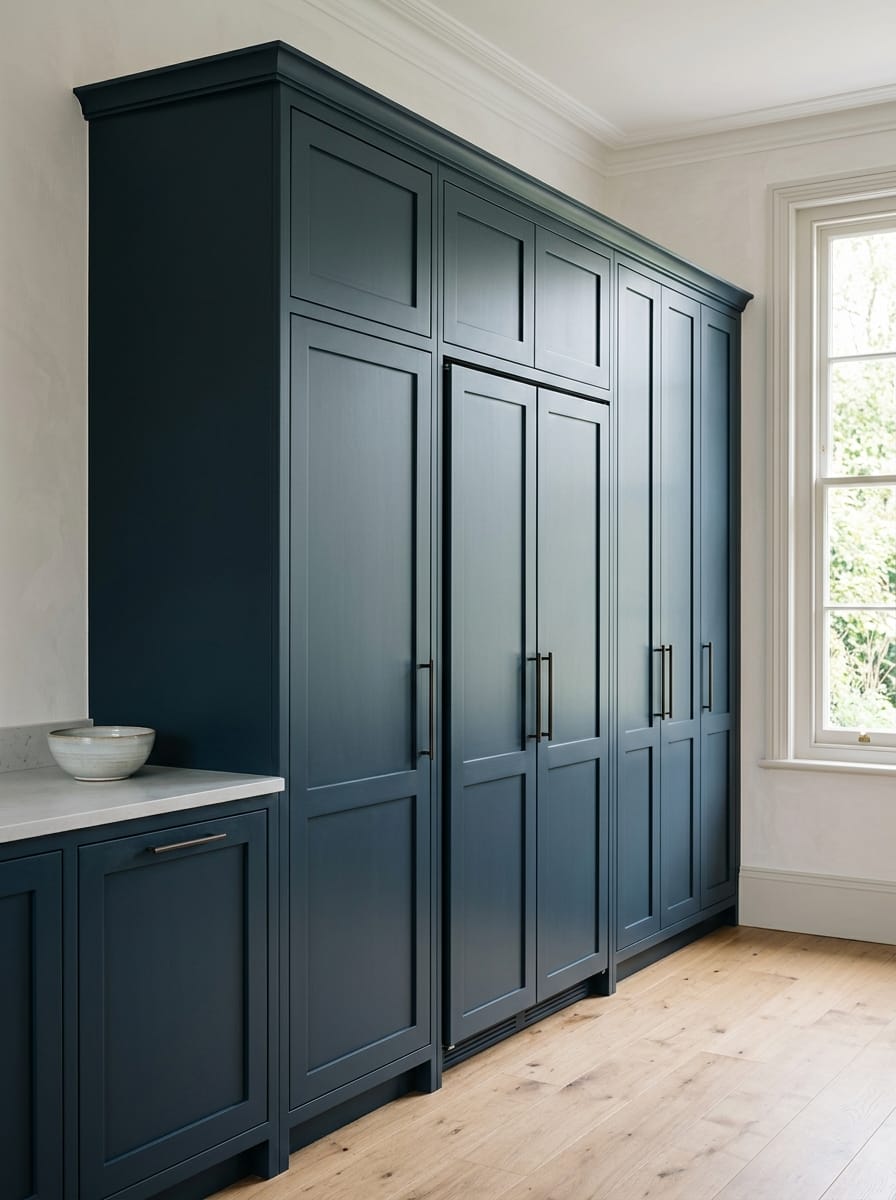 portrait1_600x800-214 Tall view of full-height bespoke kitchen cabinetry, timber veneer slab-door cabinetry