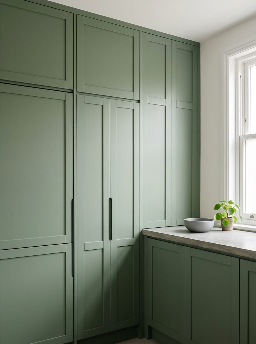 portrait1_600x800-215 Tall view of full-height bespoke kitchen cabinetry, modern shaker cabinetry