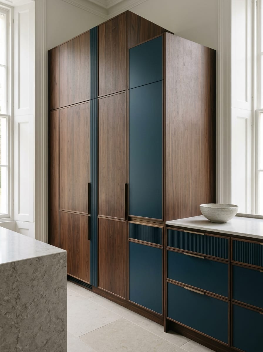 portrait1_600x800-238 Tall view of full-height bespoke kitchen cabinetry, modern shaker cabinetry