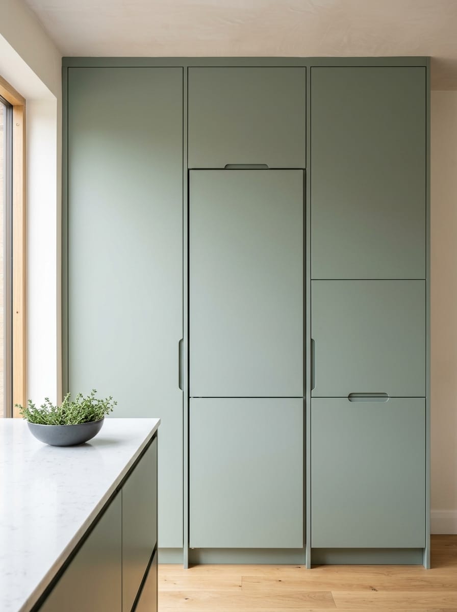 portrait1_600x800-248 Tall view of full-height bespoke kitchen cabinetry, modern shaker cabinetry