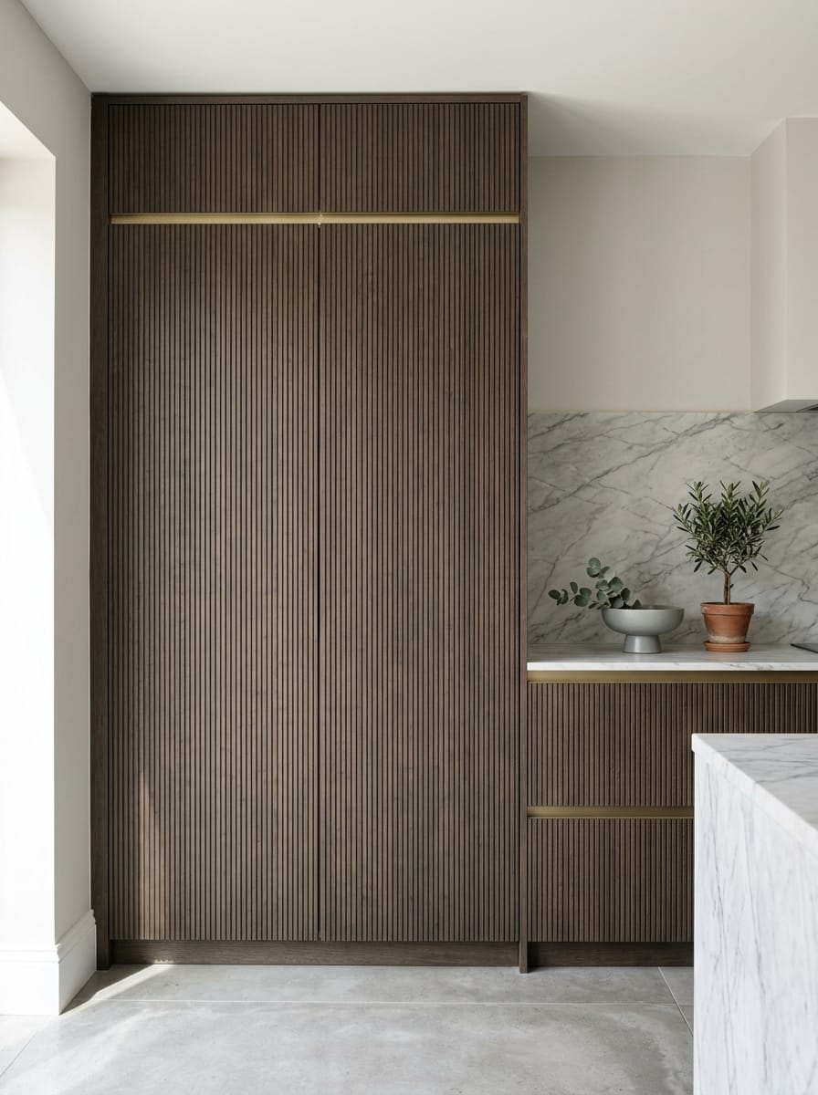 portrait1_600x800-259 Tall view of full-height bespoke kitchen cabinetry, contemporary painted lay-on cabinetry