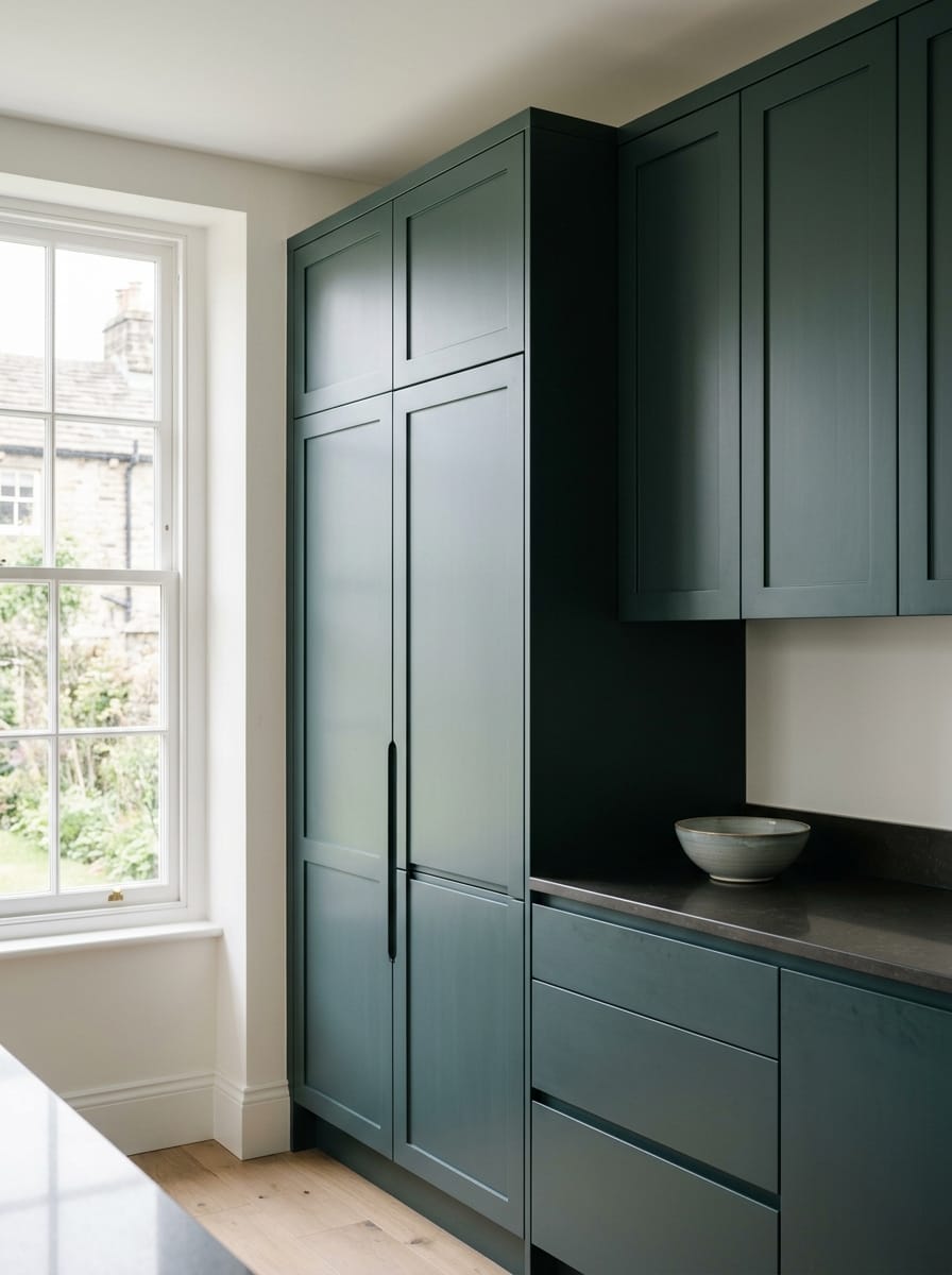 portrait1_600x800-260 Tall view of full-height bespoke kitchen cabinetry, timber veneer slab-door cabinetry