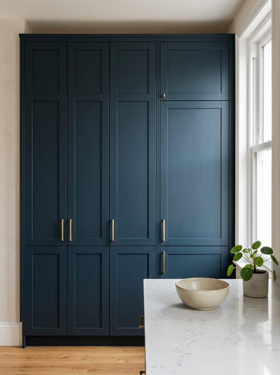 portrait1_600x800-273 Tall view of full-height bespoke kitchen cabinetry, timber veneer slab-door cabinetry