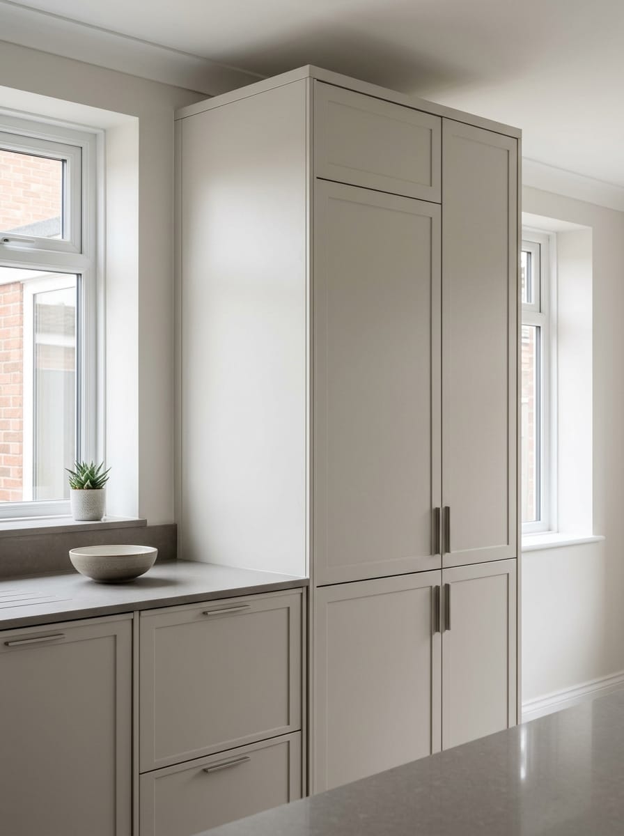 portrait1_600x800-288 Tall view of full-height bespoke kitchen cabinetry, contemporary painted lay-on cabinetry