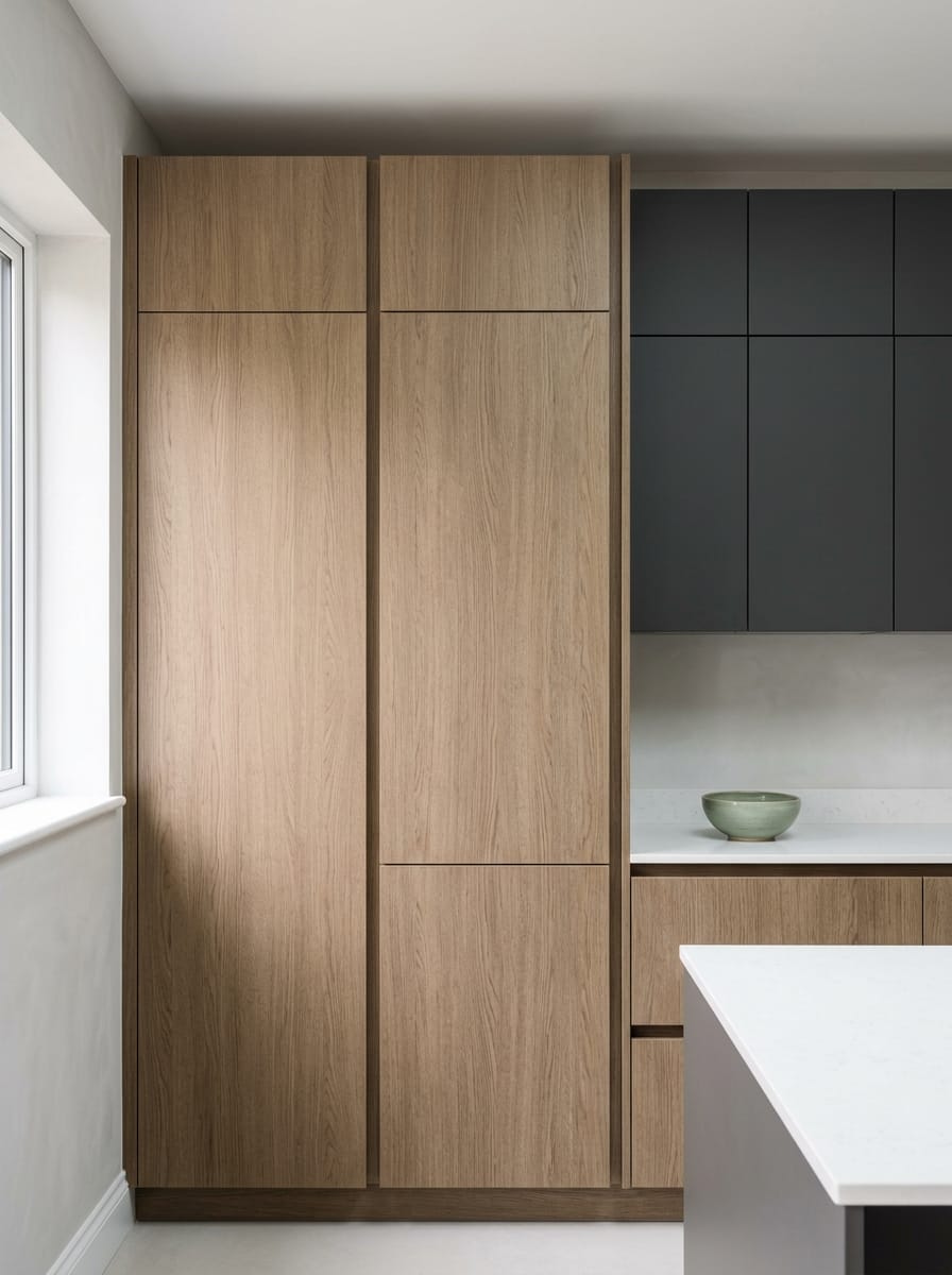 portrait1_600x800-290 Tall view of full-height bespoke kitchen cabinetry, contemporary in-frame cabinetry