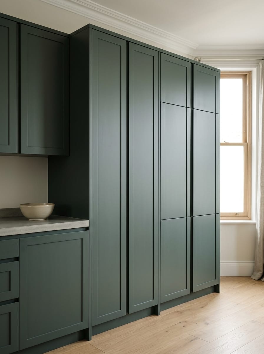 portrait1_600x800-294 Tall view of full-height bespoke kitchen cabinetry, modern shaker cabinetry