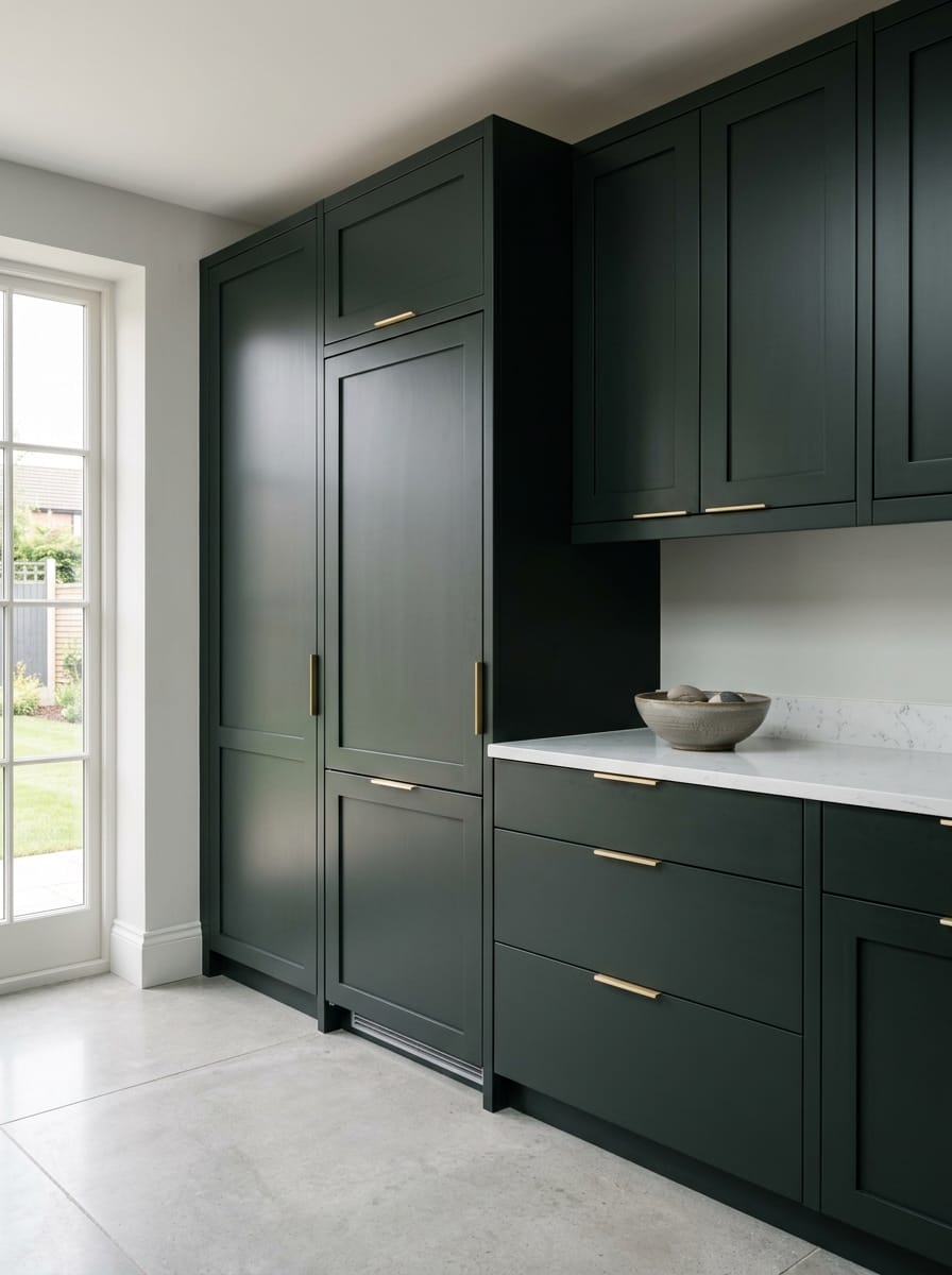 portrait1_600x800-302 Tall view of full-height bespoke kitchen cabinetry, timber veneer slab-door cabinetry