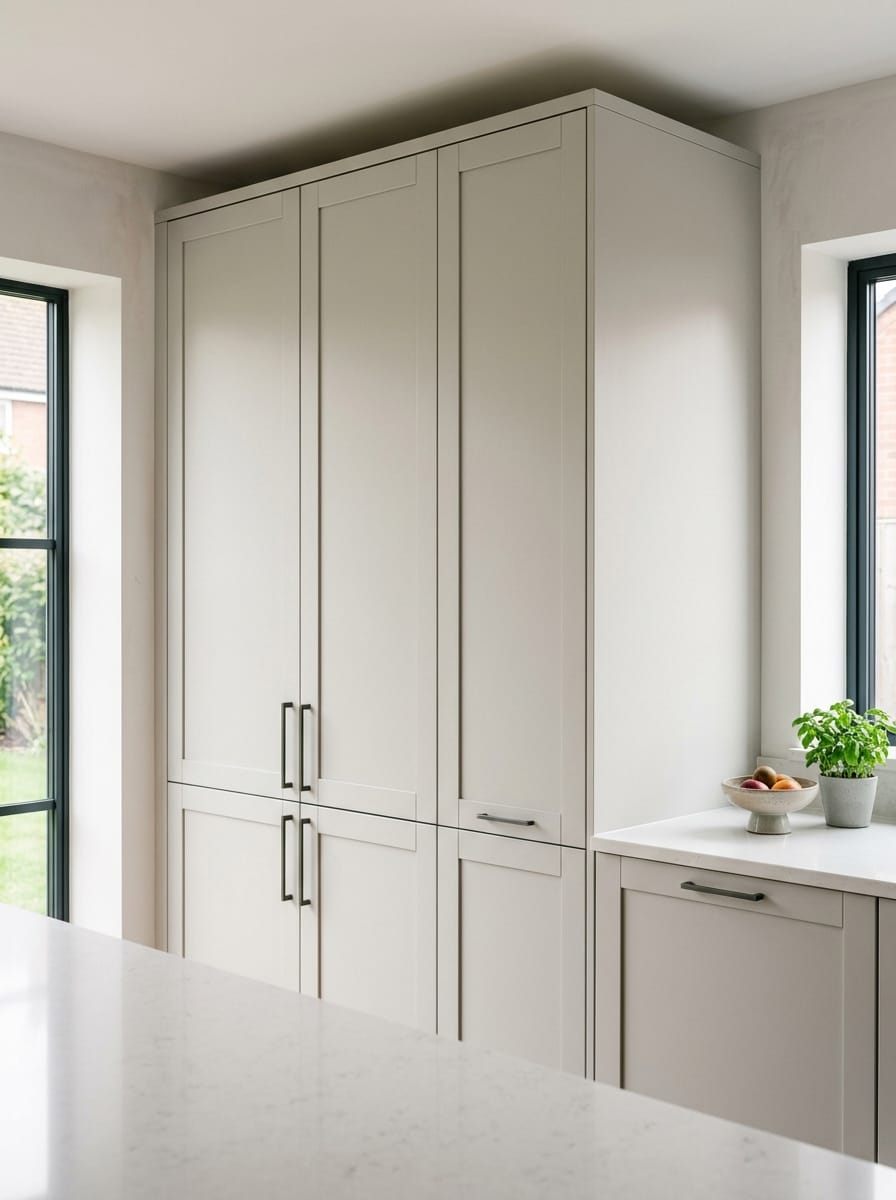 portrait1_600x800-309 Tall view of full-height bespoke kitchen cabinetry, contemporary painted lay-on cabinetry