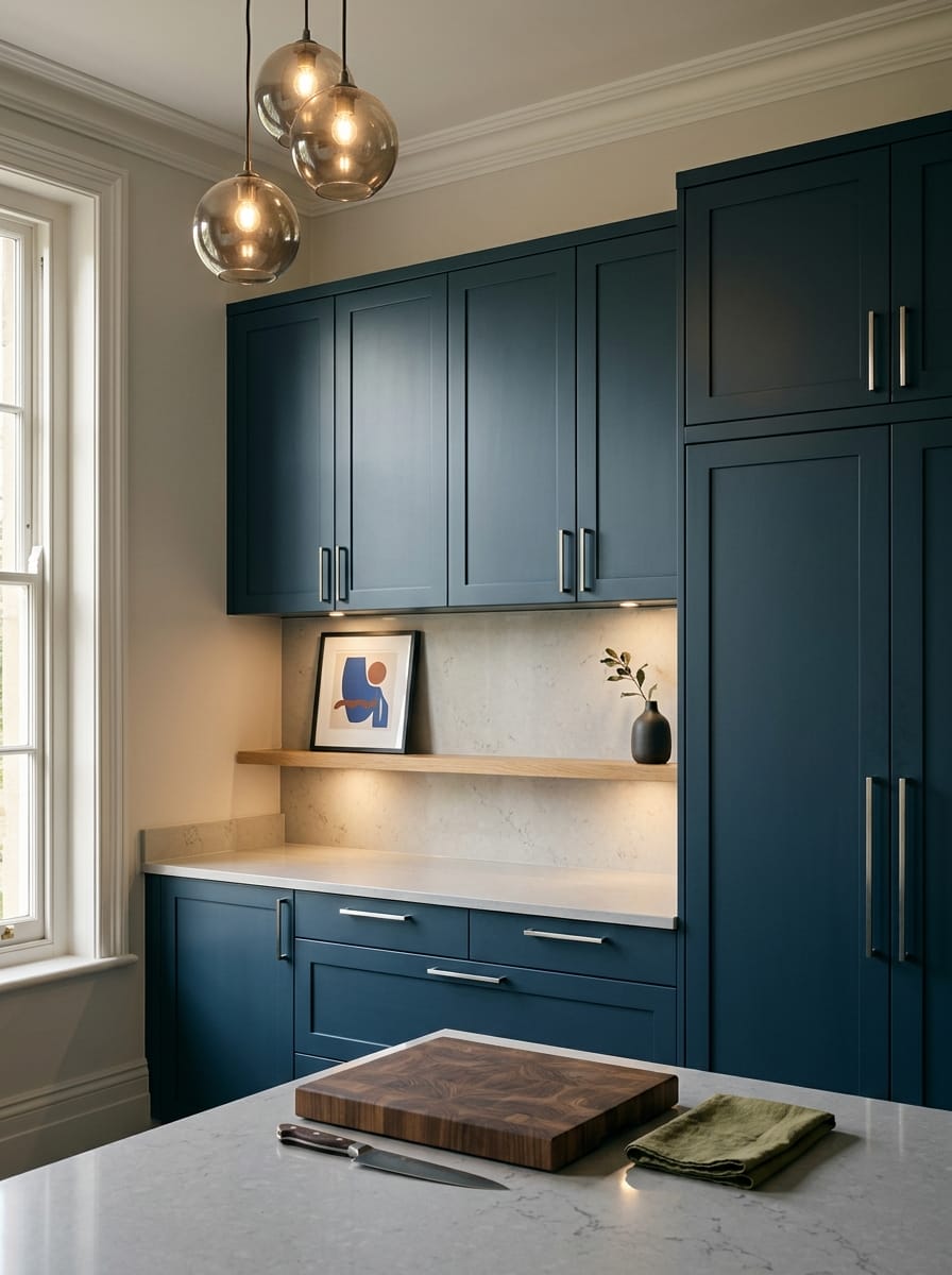 portrait1_600x800-336 Tall view of full-height bespoke kitchen cabinetry, modern shaker cabinetry