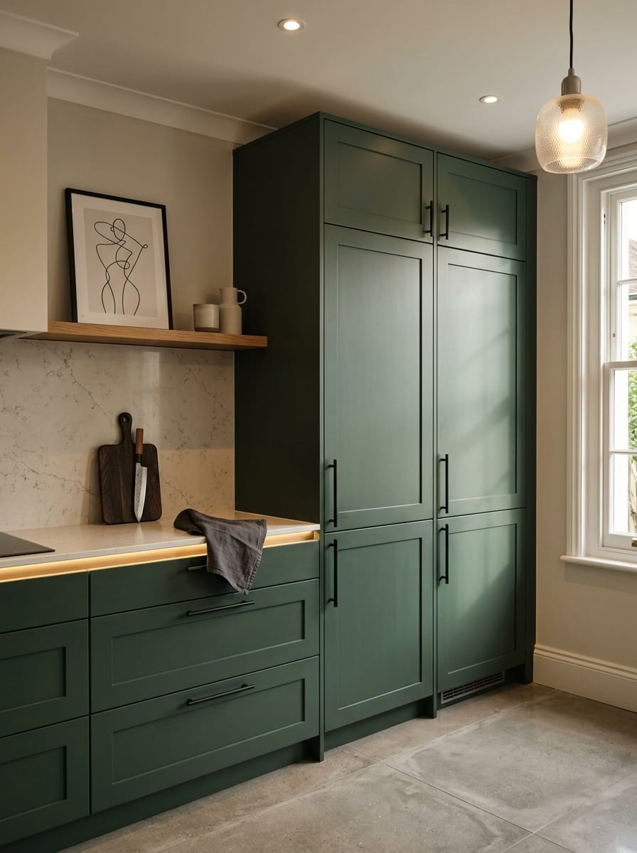 portrait1_600x800-343 Tall view of full-height bespoke kitchen cabinetry, timber veneer slab-door cabinetry