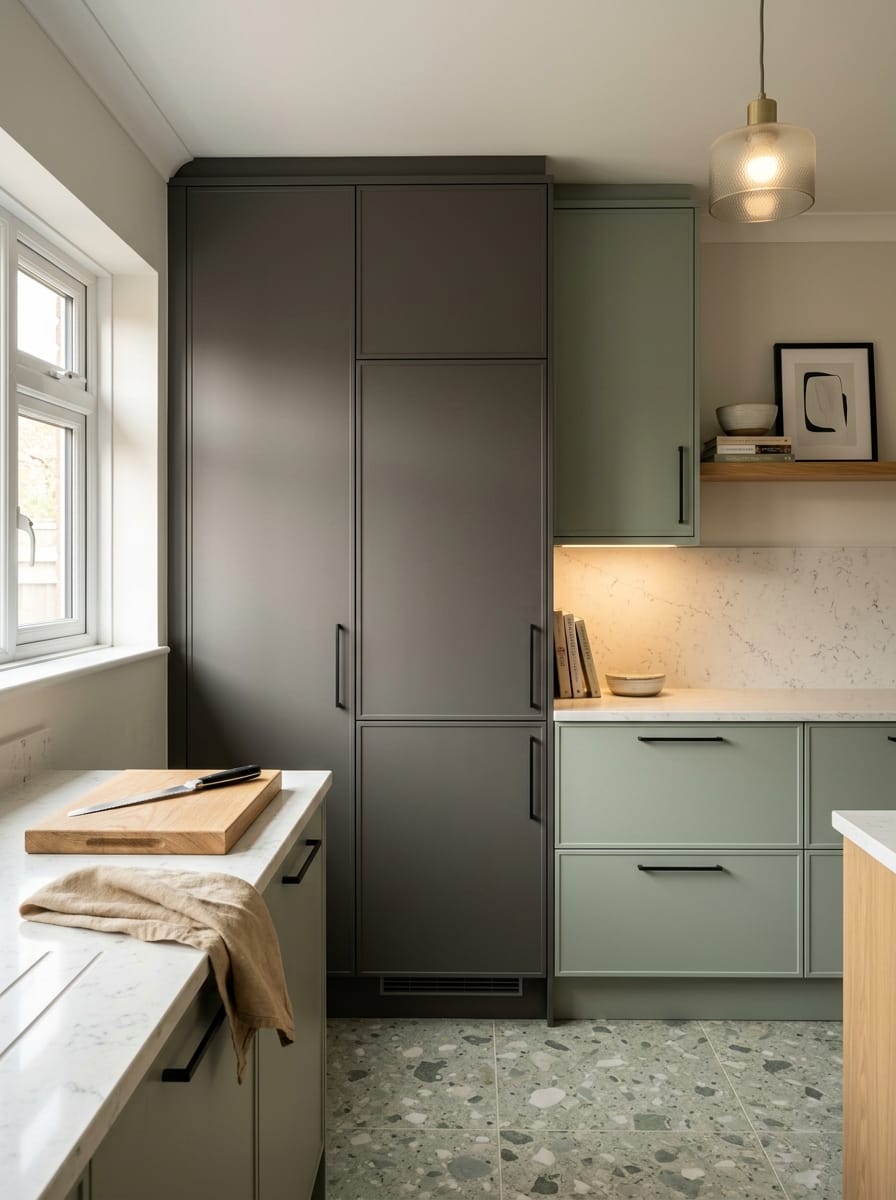 portrait1_600x800-353 Tall view of full-height bespoke kitchen cabinetry, timber veneer slab-door cabinetry