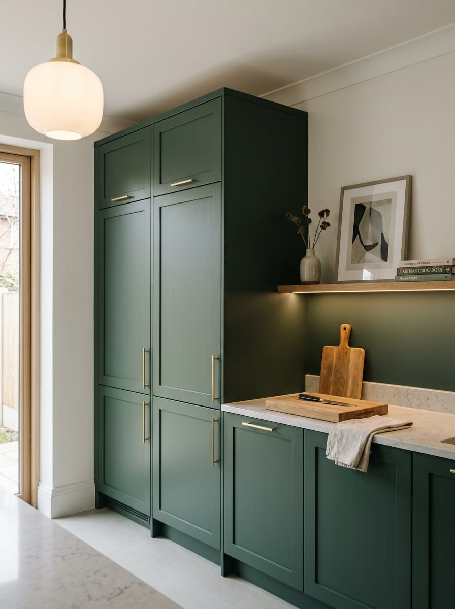 Tall view of full-height bespoke kitchen cabinetry, contemporary in-frame cabinetry