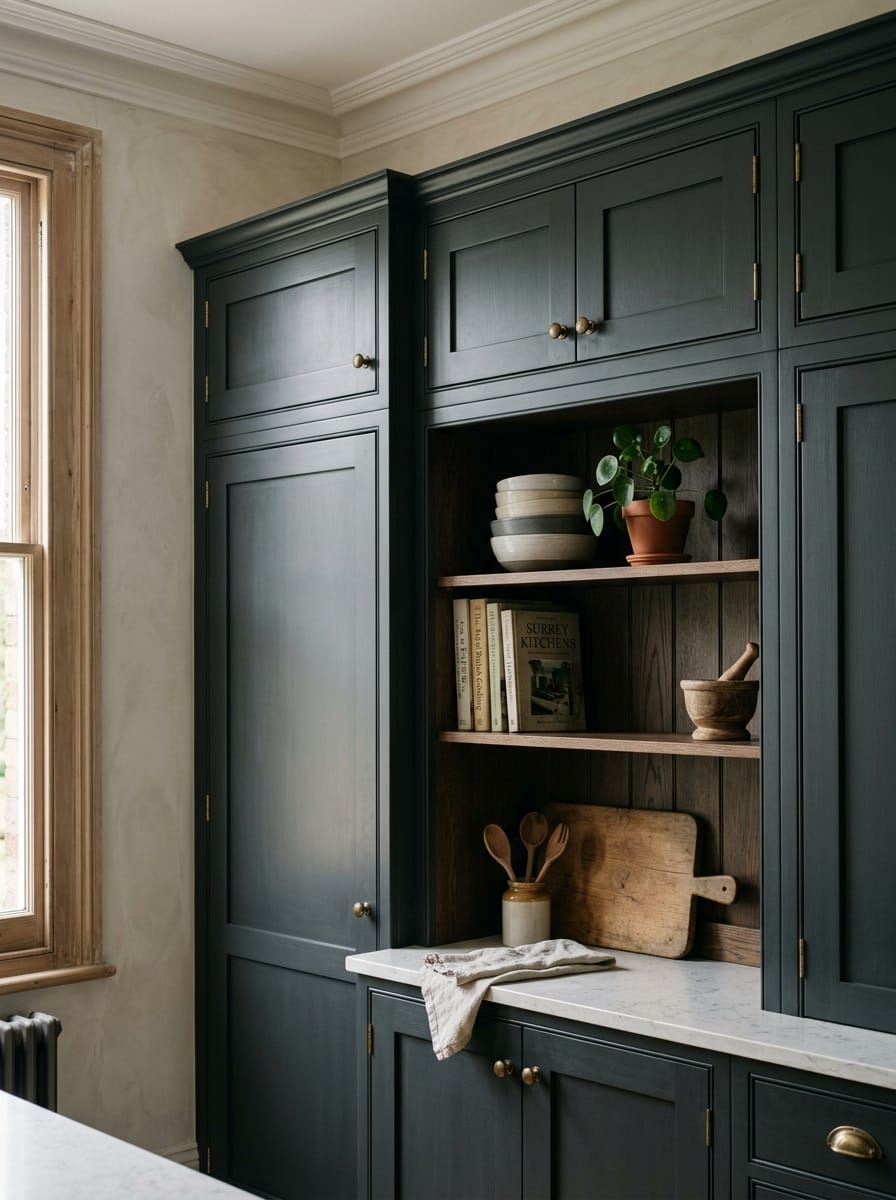 portrait1_600x800-40 Tall view of full-height bespoke kitchen cabinetry, painted in-frame cabinetry