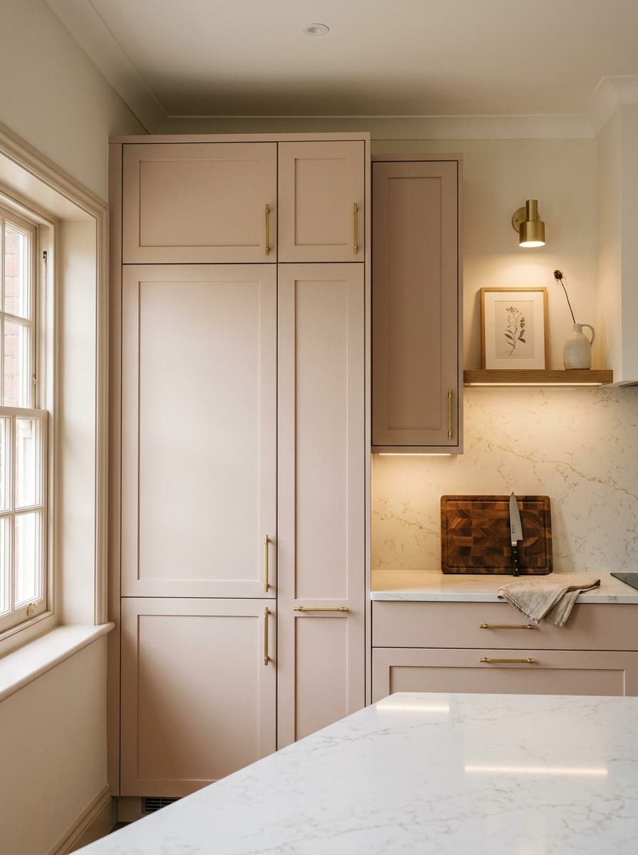 portrait1_600x800-403 Tall view of full-height bespoke kitchen cabinetry, timber veneer slab-door cabinetry