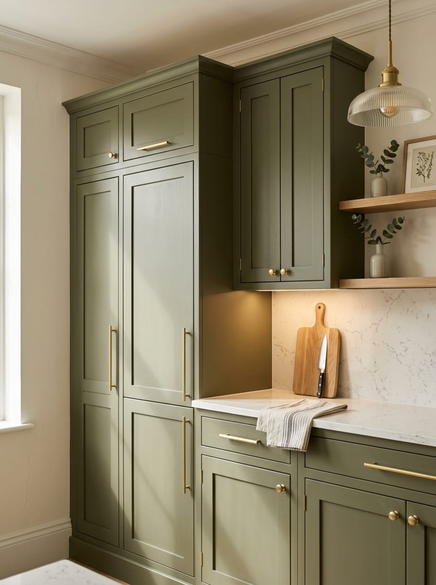 portrait1_600x800-416 Tall view of full-height bespoke kitchen cabinetry, contemporary painted lay-on cabinetry