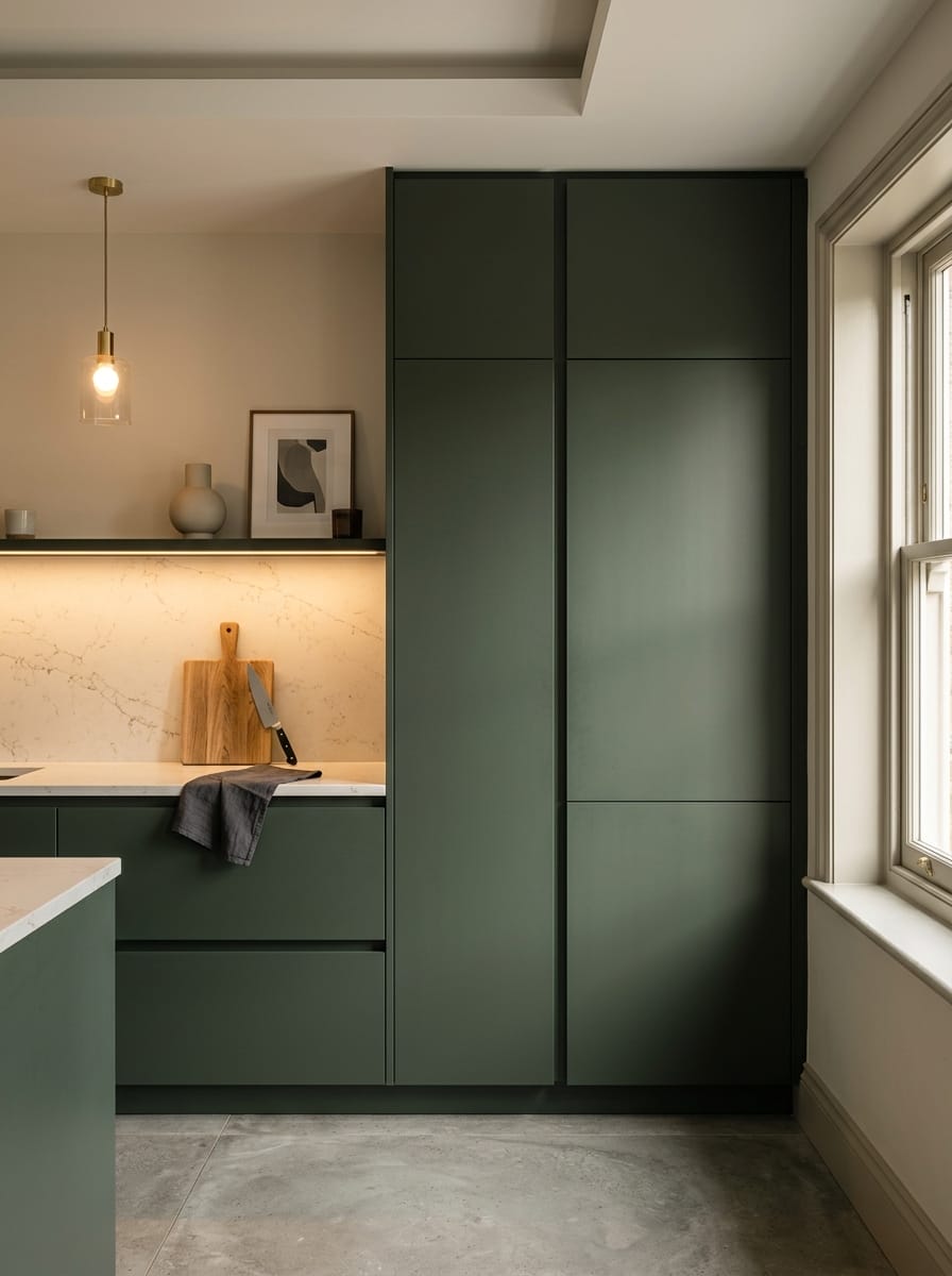 portrait1_600x800-417 Tall view of full-height bespoke kitchen cabinetry, modern shaker cabinetry