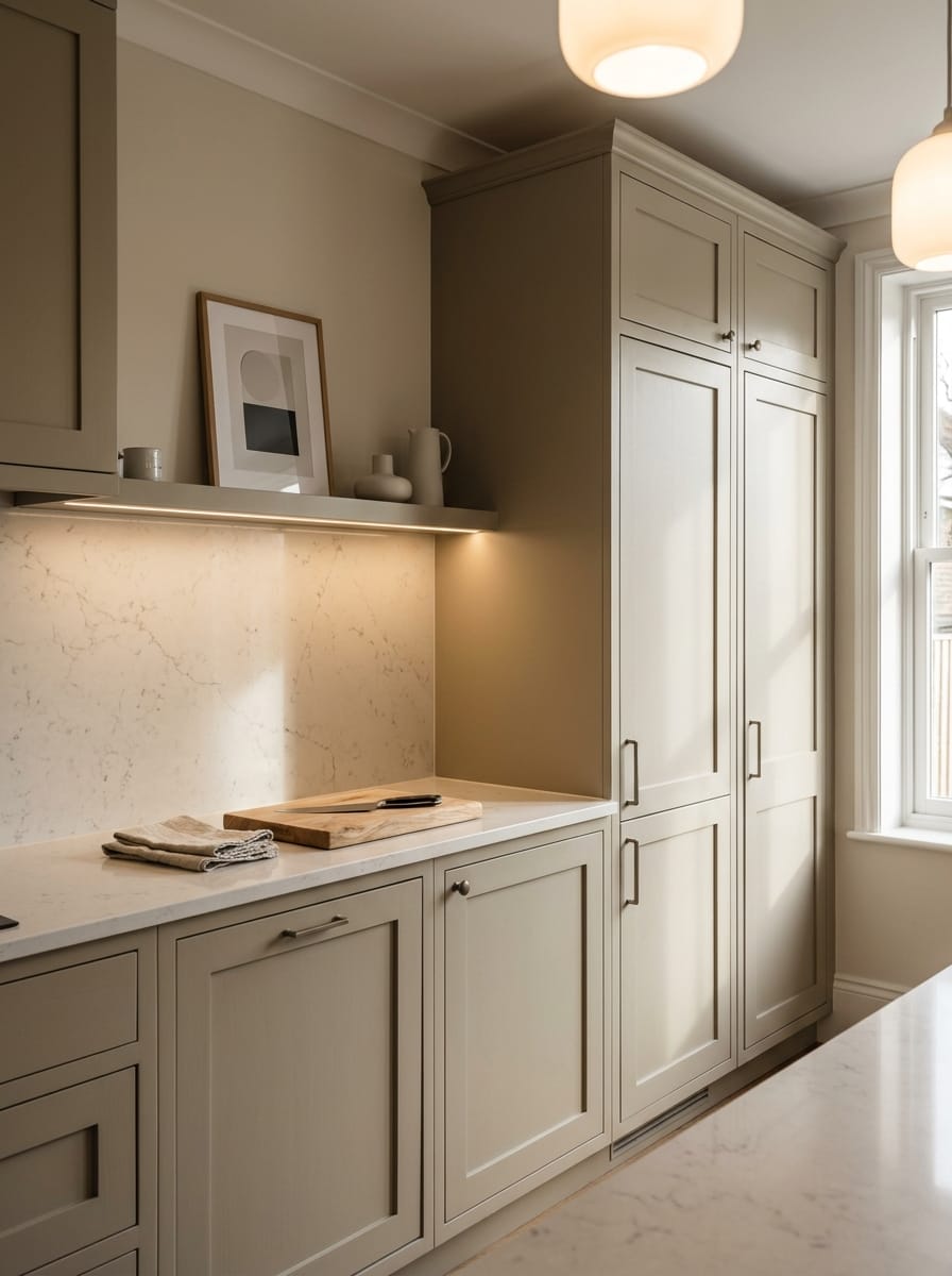 portrait1_600x800-420 Tall view of full-height bespoke kitchen cabinetry, timber veneer slab-door cabinetry