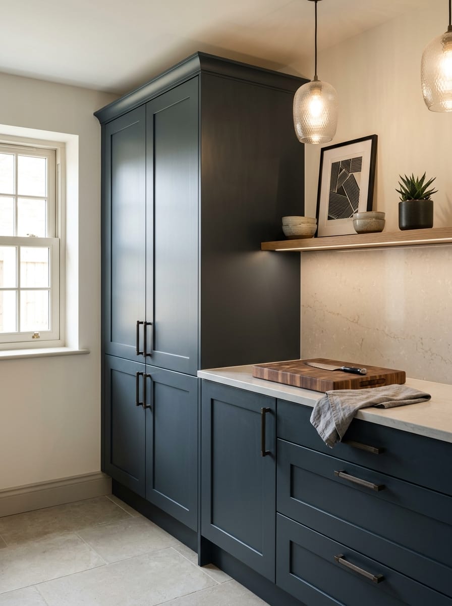 portrait1_600x800-434 Tall view of full-height bespoke kitchen cabinetry, contemporary in-frame cabinetry