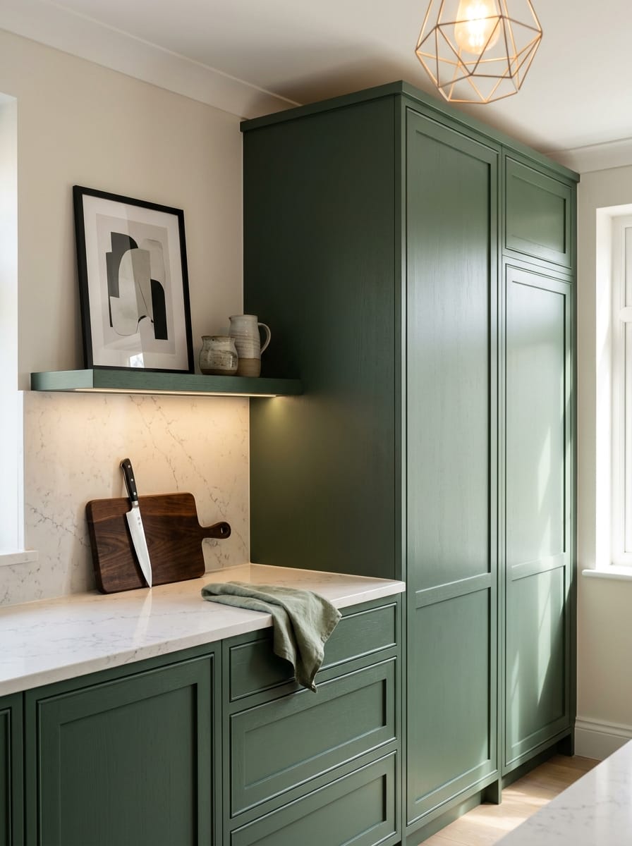 portrait1_600x800-440 Tall view of full-height bespoke kitchen cabinetry, modern shaker cabinetry