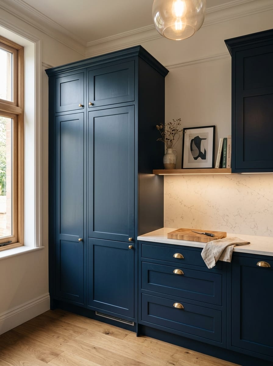 portrait1_600x800-444 Tall view of full-height bespoke kitchen cabinetry, contemporary painted lay-on cabinetry