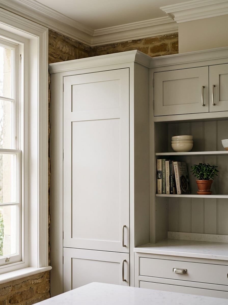 portrait1_600x800-63 Tall view of full-height bespoke kitchen cabinetry, painted lay-on shaker cabinetry