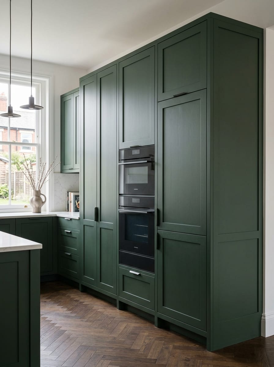 Bespoke kitchen installation, full-height cabinetry and considered storage design