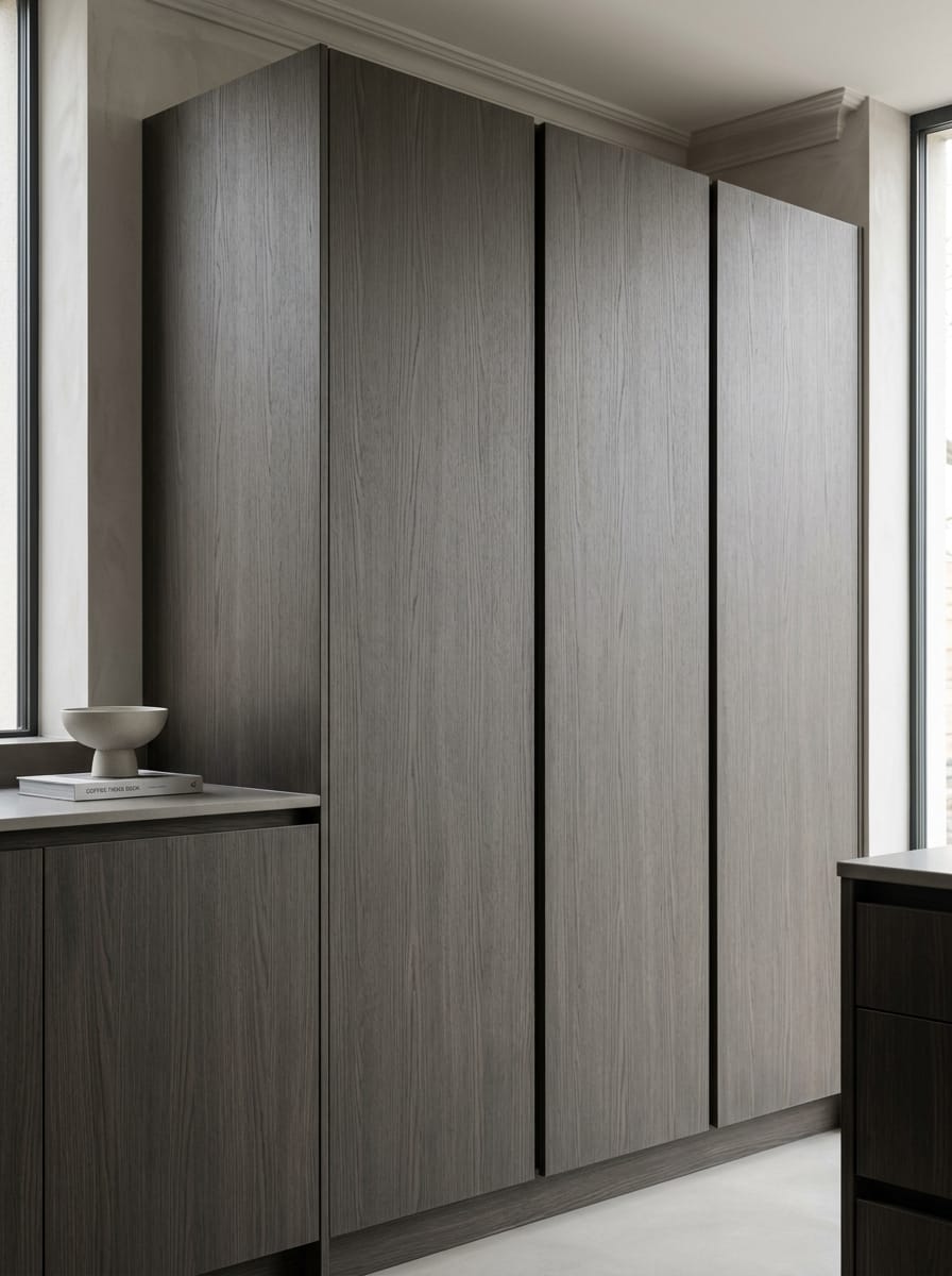 Bespoke kitchen installation, full-height cabinetry and considered storage design