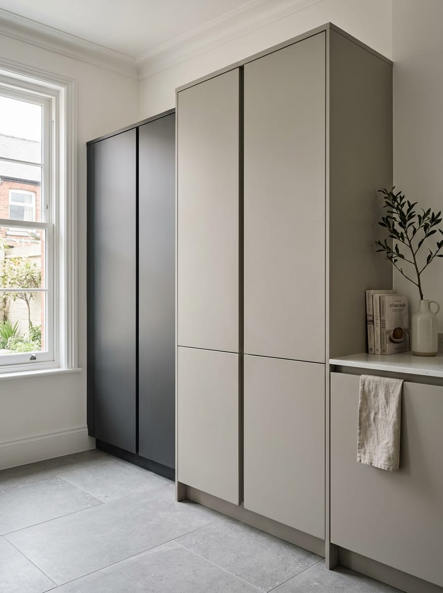 Bespoke kitchen installation, full-height cabinetry and considered storage design