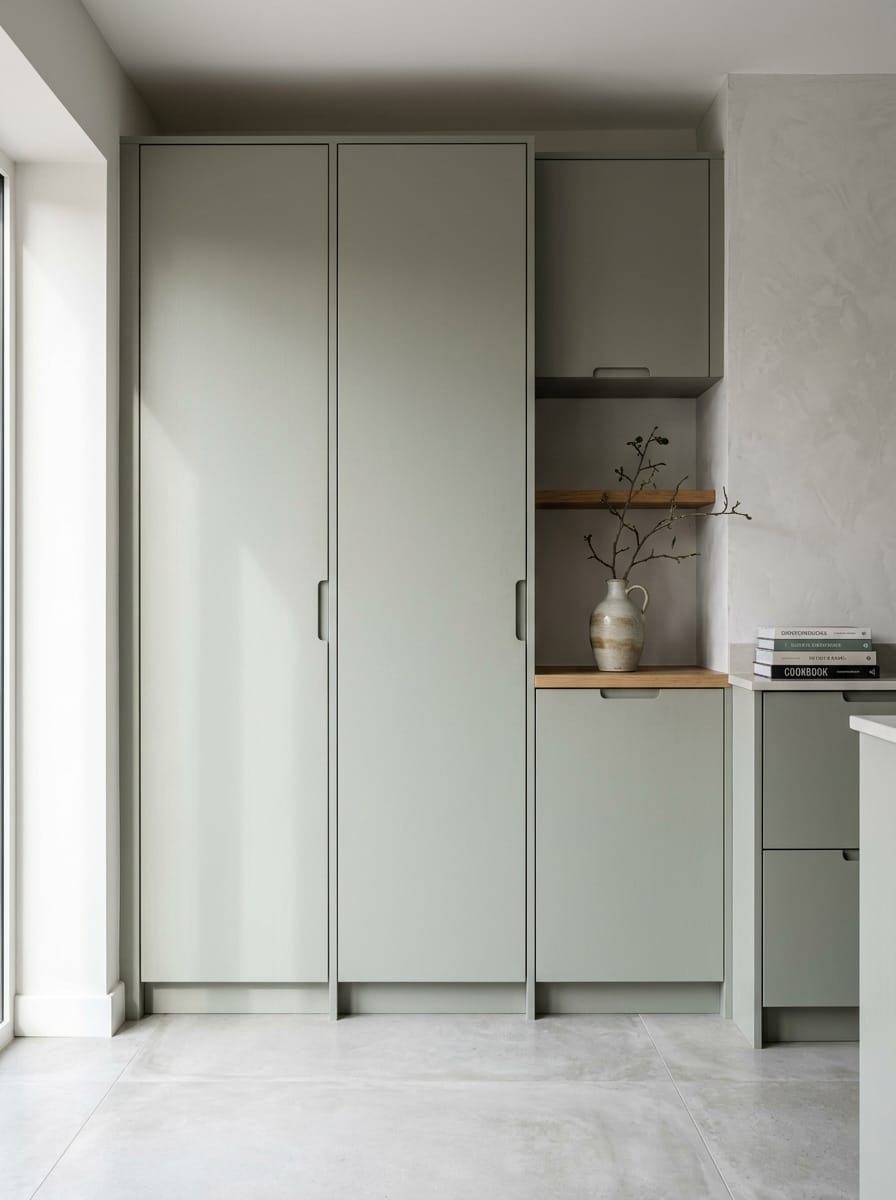 Bespoke kitchen installation, full-height cabinetry and considered storage design