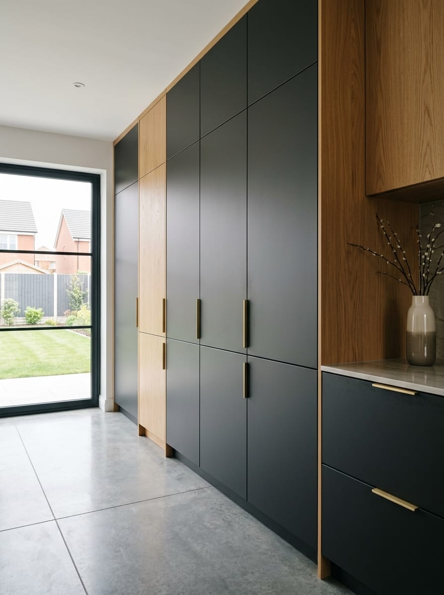 Bespoke kitchen installation, full-height cabinetry and considered storage design