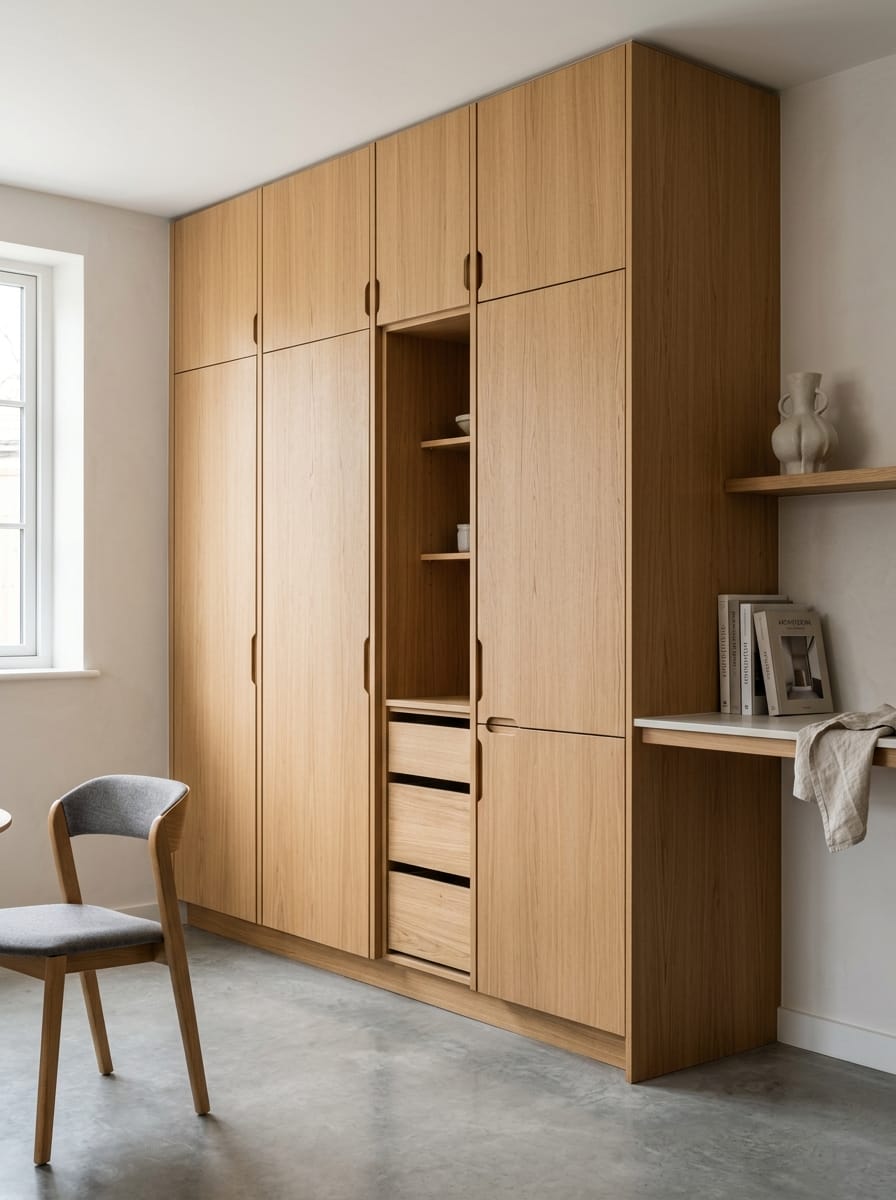 Bespoke kitchen installation, full-height cabinetry and considered storage design