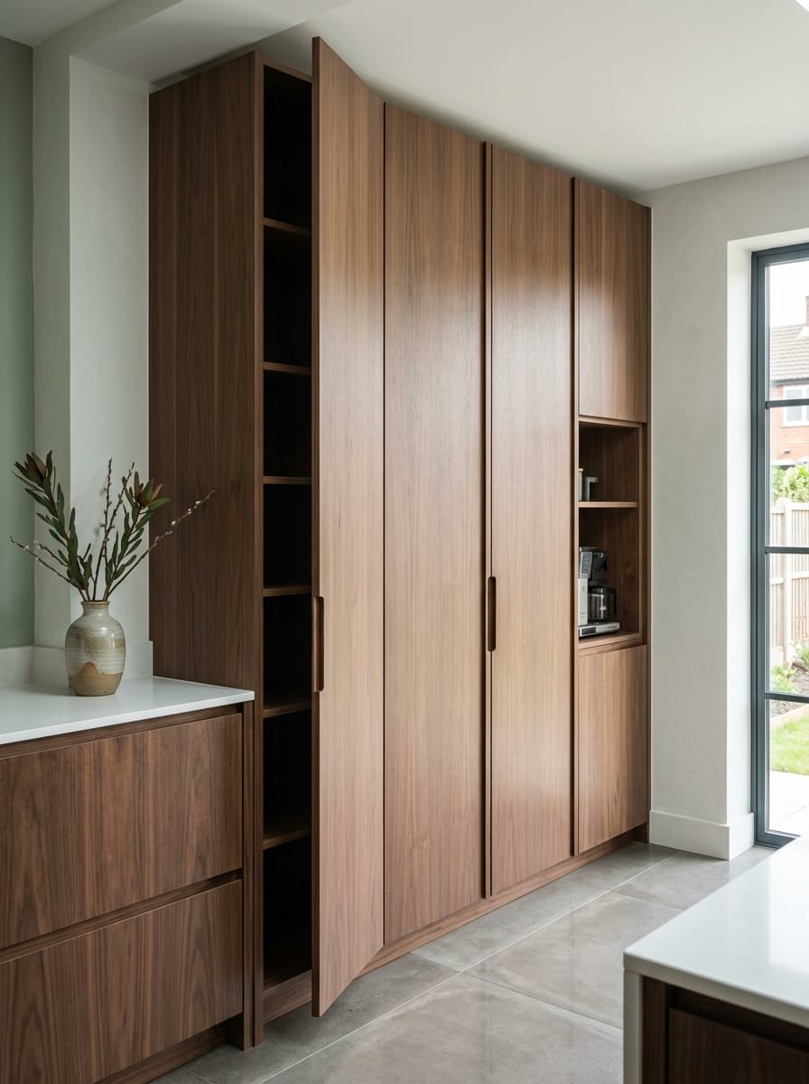 Bespoke kitchen installation, full-height cabinetry and considered storage design