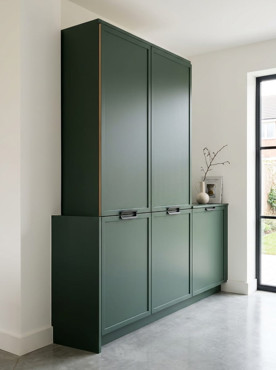 Bespoke kitchen installation, full-height cabinetry and considered storage design
