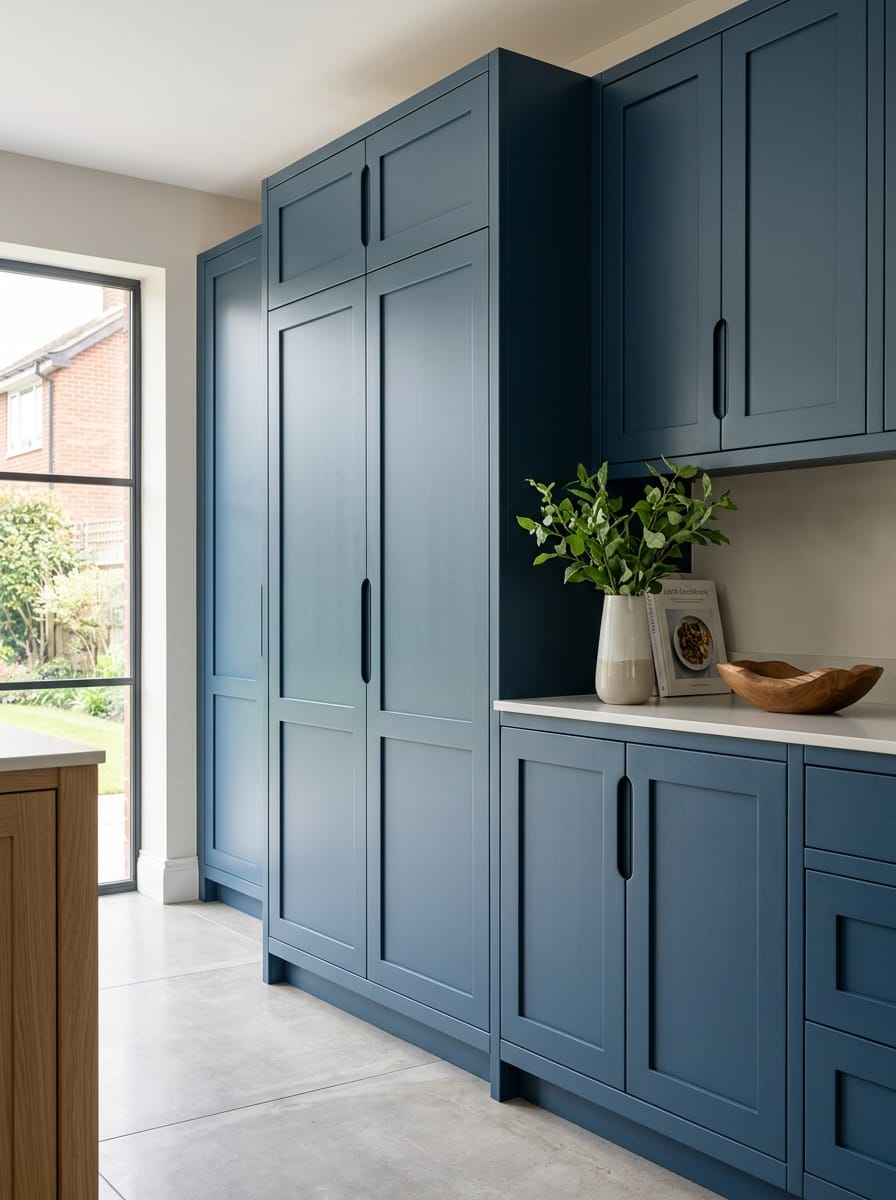 Bespoke kitchen installation, full-height cabinetry and considered storage design