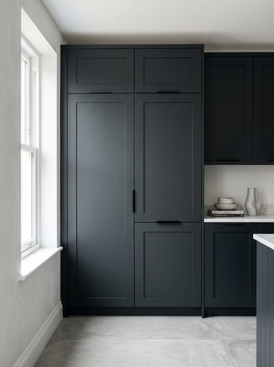 Bespoke kitchen installation, full-height cabinetry and considered storage design