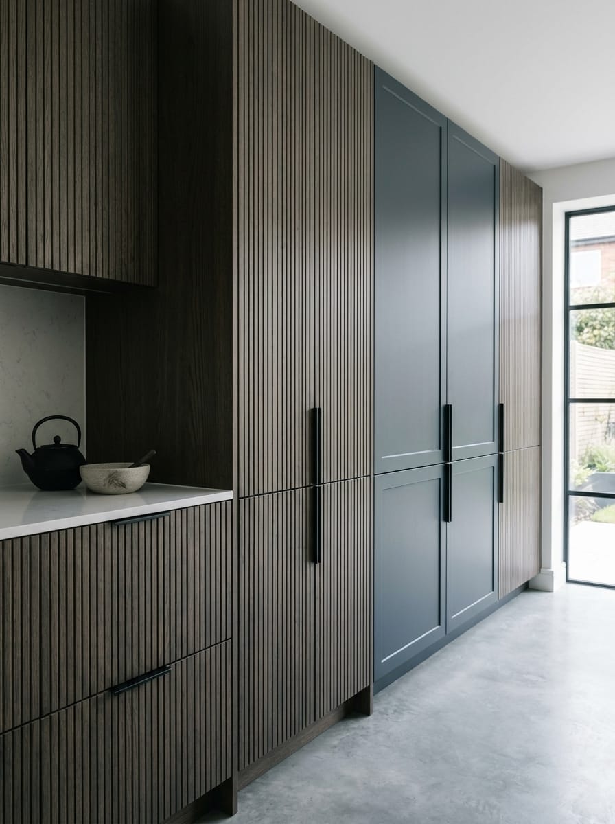 Bespoke kitchen installation, full-height cabinetry and considered storage design