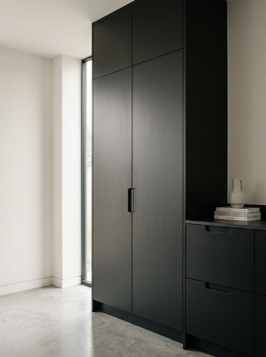 Bespoke kitchen installation, full-height cabinetry and considered storage design